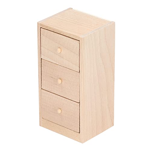 Cryfokt Doll House Cabinet, Gute Dekoration Hochsimulationsschrank Modell Robust und Langlebig mit 3 PCS -Schubladen für 1:12 Schuppenhaus von Cryfokt