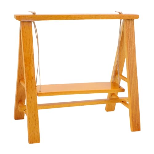 Cryfokt Miniaturpuppenhaus Swing, Einzigartige Berührung Miniaturpuppenhaus Schwung Modellierung Figur Lebendig für das Wohnzimmer (Holzfarbe) von Cryfokt