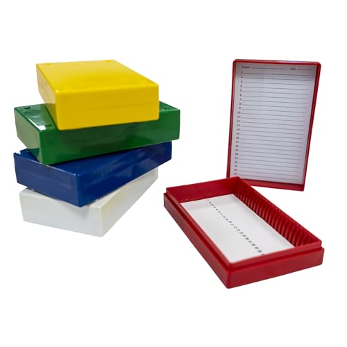 CryoKing 5 Stück Objektträger Mikroskop Box, Objektträger Aufbewahrungsbox, Box für objektträger, Objektträger Kasten, Präparatekasten Mikroskop für 25 Objektträger, Schaumstoffeinlage CryoKing 5 Stück Objektträger Mikroskop Box, Objektträger Aufbewahrungsbox, Box für objektträger, Objektträger Kasten, Präparatekasten Mikroskop für 25 Objektträger, Schaumstoffeinlage von CryoKing