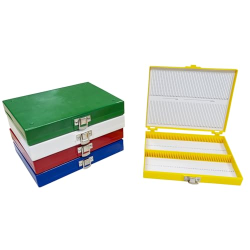 Cryoking 5 StüCk ObjektträGer Mikroskop Box, ObjektträGer Aufbewahrungsbox, Box FüR ObjektträGer, ObjektträGer Kasten, PräParatekasten Mikroskop, Mikroskop ObjektträGer Box FüR 100 ObjektträGer von CryoKing