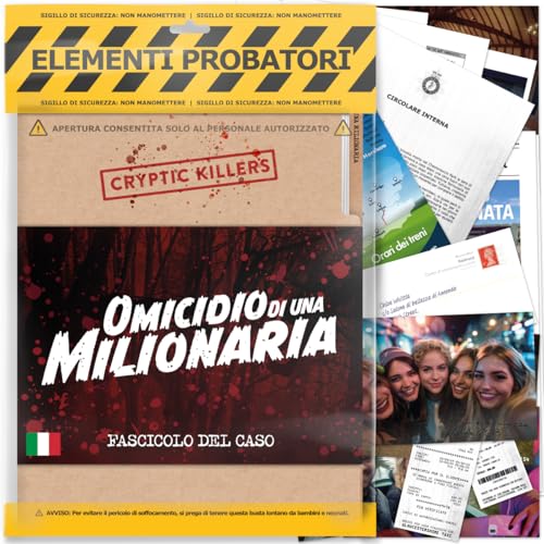 Cryptic Killers Detective gioco Investigative – Caso da risolvere Italiano – Un Mistero di omicidio e un Caso da risolvere – Giochi da tavolo adulti 14+ - Omicidio di UNA milionaria Cryptic Killers Detective gioco Investigative – Caso da risolvere Italiano – Un Mistero di omicidio e un Caso da risolvere – Giochi da tavolo adulti 14+ - Omicidio di UNA milionaria von Cryptic Killers