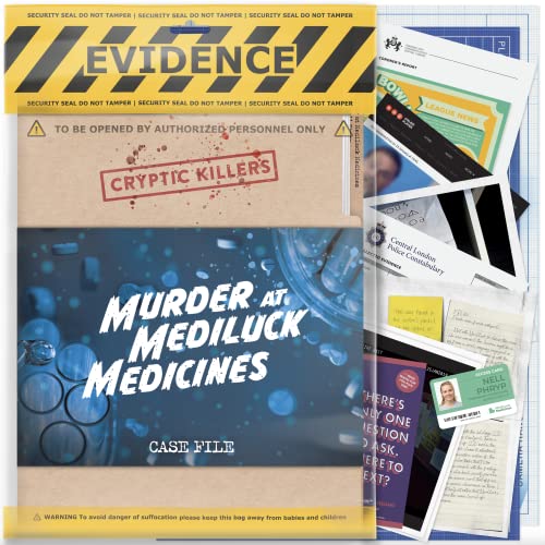 Cryptic Killers Unsolved Murder Mystery Game - Cold Case Files Investigation Detective Beweise & Kriminaldatei - Einzelpersonen, Date-Nächte & Partyspiele - Mord bei Mediluck Medicines von Cryptic Killers