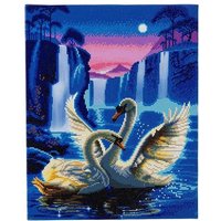 Craft Buddy CAK-XLED7 - Moonlight Swans, 40x50cm LED Crystal Art Kit, Diamond Painting von Crystal Art