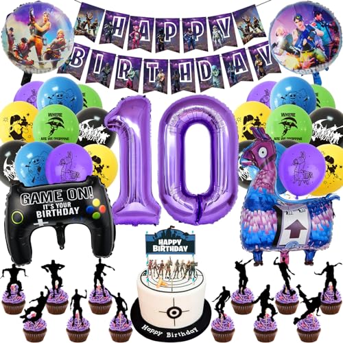 35 Pcs Gaming Party Geburtstag Deko, Game Party Luftballon, Videospiel Geburtstagsdeko Set für Junge Kindergeburtstag Deko, Play Geburtstagsbanner Folienballon und Hintergrund(10) von Crzyplea