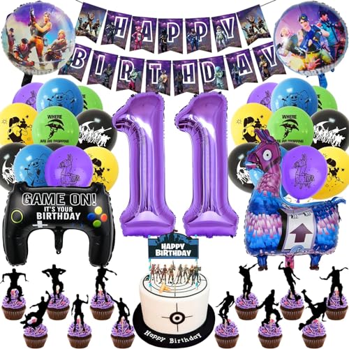 35 Pcs Gaming Party Geburtstag Deko, Game Party Luftballon, Videospiel Geburtstagsdeko Set für Junge Kindergeburtstag Deko, Play Geburtstagsbanner Folienballon und Hintergrund von Crzyplea
