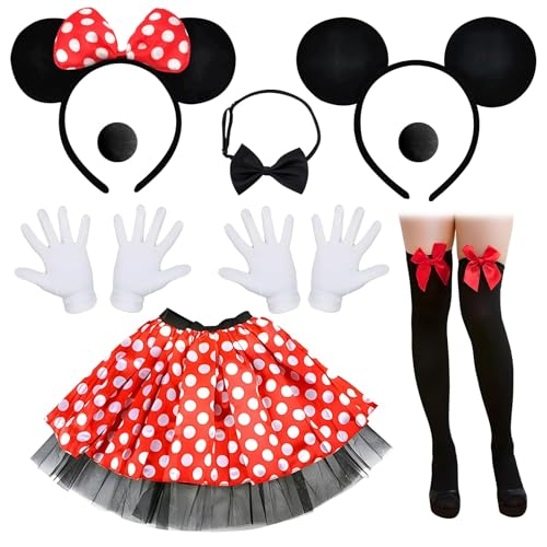 Mouse Karneval Kostüme Damen Set Erwachsene Faschingskostüme Mit 2 Maus Ohren+2 Nase+2 Paar Handschuhe+Tutu Tüllrock+Fliege Schleife+Strümpfe Für Cosplay Fasching Mottoparty Karneval Halloween Mouse Karneval Kostüme Damen Set Erwachsene Faschingskostüme Mit 2 Maus Ohren+2 Nase+2 Paar Handschuhe+Tutu Tüllrock+Fliege Schleife+Strümpfe Für Cosplay Fasching Mottoparty Karneval Halloween von Crzyplea