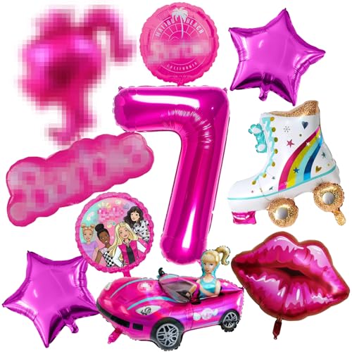 Nummer 7 Cartoon Folienballons, 10 Stück Rosa Luftballons, Luftballons Geburtstag Madchen, Mädchen Party Deko Supplies Set, Party Supplies für Kinder Jungen Mädchen Party Deko Ballons Nummer 7 Cartoon Folienballons, 10 Stück Rosa Luftballons, Luftballons Geburtstag Madchen, Mädchen Party Deko Supplies Set, Party Supplies für Kinder Jungen Mädchen Party Deko Ballons von Crzyplea