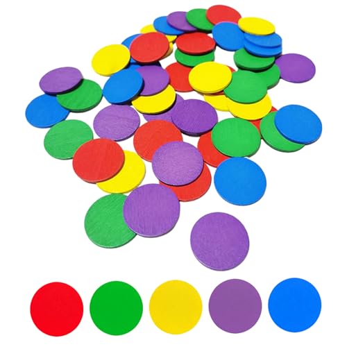 100 Stücke runde Holzscheiben 1 Zoll DIY Bunte Holzrunden Numeration Zählen Holzringe für Kinder DIY Crafts Arts Projects von Csafyrt