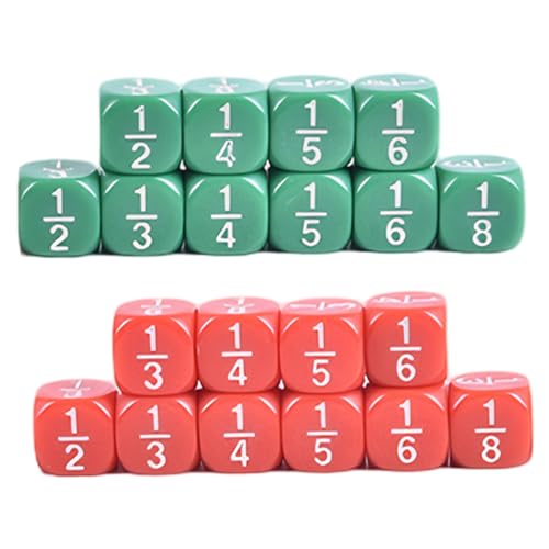Csafyrt 20pcs Fraction Dice Multi Faceted Math Dice Bildungsklasse Set Table Game Accessoires für Kinder Mathematik Praxis rot von Csafyrt