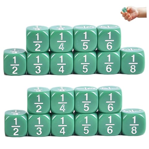 20pcs Fraction Dice Multi Faceted Math Dice Bildungsklasse Set Table Game Accessoires für Kinder Mathematikpraxis, Green 20pcs Fraction Dice Multi Faceted Math Dice Bildungsklasse Set Table Game Accessoires für Kinder Mathematikpraxis, Green von Csafyrt