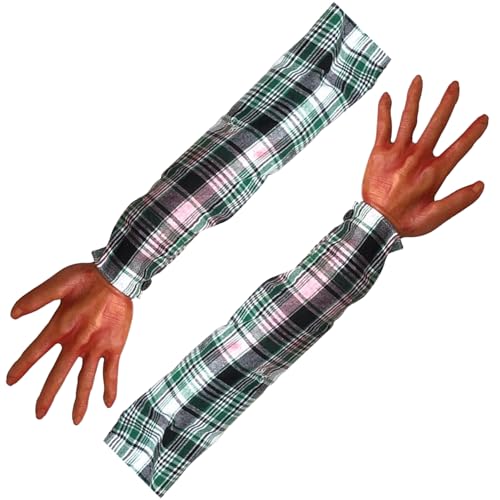 2pcs Halloween Hände, 22 Zoll abgetrennten falschen Arm mit kariertem Stoffhülsen, weiche realistische Halloween -Körperteile, beängstigende Requisiten für Spukhaus, Kostümparty -Dekor, Stil 2 2pcs Halloween Hände, 22 Zoll abgetrennten falschen Arm mit kariertem Stoffhülsen, weiche realistische Halloween -Körperteile, beängstigende Requisiten für Spukhaus, Kostümparty -Dekor, Stil 2 von Csafyrt