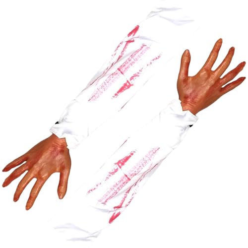 2pcs Halloween Hände 21 Zoll abgetrennten falschen Arm mit weißer Stoffhülle weiche realistische Halloween -Körperteile Scary Halloween Requisiten für Haunted House Halloween Kostüm Party Dekor Style von Csafyrt