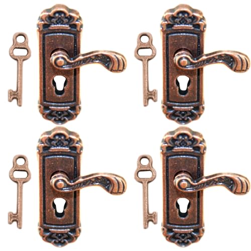 4 Set 1/12 Maßstabszubehör mit Türschlössern und Schlüssel Retro Dollhouse Möbel Einfache Setup Exquisite DIY -Miniaturmöbel für Dollhouse Decoration von Csafyrt
