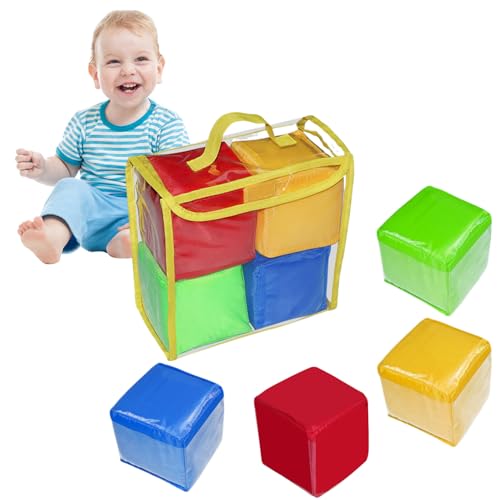 Csafyrt 4PCS -Taschenwürfel, 3,9 -Zoll -Quadratweich -Schaumwürfel mit transparenter Tasche, DIY -Bildung Big Dice, Spiele für den Unterricht Spielen von Csafyrt