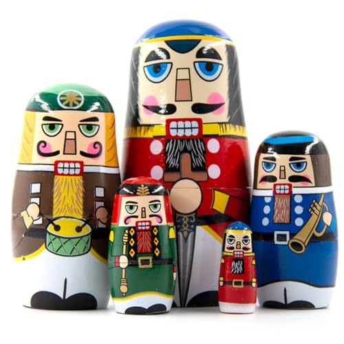 5pcs Russische Nistpuppen Set Holzmatryoshka -Puppe mit charmantem Druck müheloser Demontage und Montage -Nistpuppen für die Sammeldekoration von Csafyrt