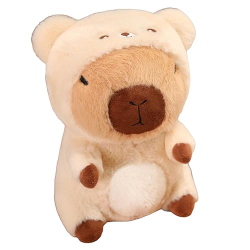 Capybara Plush 12 realistische Capybara -Stofftier gekleidet in Bärenkostüm, PP Baumwollgefüllte niedliche Plüsch -Heimdekorationen für Jungen und Mädchen, Geschenke von Csafyrt