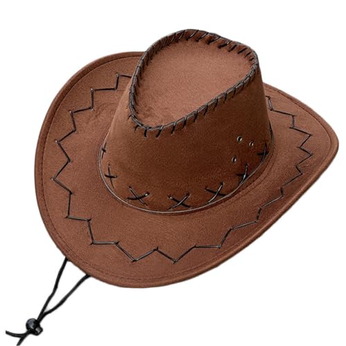Cowboyhut Verstellbares Weitkrempe Leder Cowboy Hut Klassische stilvolle Kostümkappe für westliche Partys Daily Wear Travel Cosplay Cowboyhut Verstellbares Weitkrempe Leder Cowboy Hut Klassische stilvolle Kostümkappe für westliche Partys Daily Wear Travel Cosplay von Csafyrt