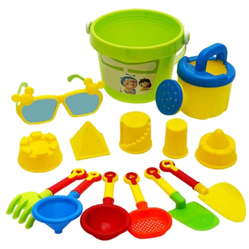 Csafyrt 1 Set Beach Toys (14pcs) Kleinkindfreundliche Strandsandspielzeug umfasst Bucket Shovel Dose Formen und mehr unterhaltsame Outdoor-Spielezubehör von Csafyrt