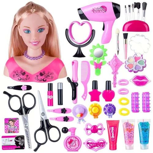 Csafyrt 1 Set Doll Head für Haarstyling und Make -up Styling Head Doll für Mädchen farbenfrohe realistische Make -up -Accessoires für Mädchen Geburtstag Weihnachten Thanksgiving Geschenke von Csafyrt