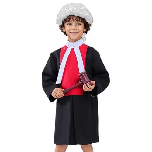 Csafyrt 1 Set Halloween Kostüme Kinder Laywer -Richter -Kostüm, umfasst Richter Robe mit Kragen, Hammer und Perücke, Cosplay -Kostüme für Kinder Halloween Dress Up Csafyrt 1 Set Halloween Kostüme Kinder Laywer -Richter -Kostüm, umfasst Richter Robe mit Kragen, Hammer und Perücke, Cosplay -Kostüme für Kinder Halloween Dress Up von Csafyrt