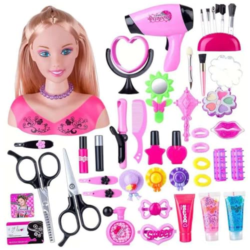 Csafyrt 1 Set Puppenkopf für Haarstyling -Styling -Kopfpuppe für Mädchen farbenfrohe realistische Make -up -Accessoires von Csafyrt