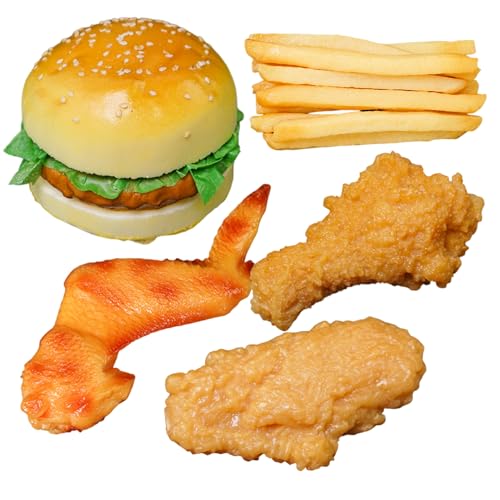 Csafyrt 1 Set Realistic Play Food Künstliches Plastikfutter beinhaltet Hamburger gebratenes Hühnchen -Pommes Frites Pommes von Csafyrt