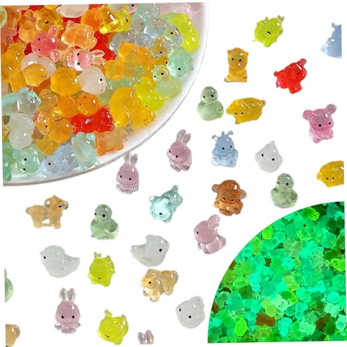 Csafyrt 100 Stcs Luminous Mini Harztiere Nette Cartoon 3D DIY Glühen im dunklen Mini -Harz -Tiere Masse für Miniaturfee Gartenzubehör Mikrolandschaft, gemischter Stil zufällig von Csafyrt