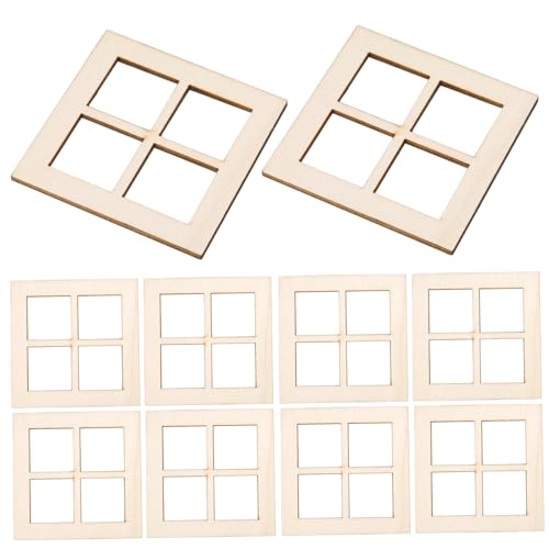 Csafyrt 10pcs Puppenhausfenster 2.76x2,76 Natrual Holz Vierpanel Fenster Unbemalte Puppenhausmöbel Simulation glattes DIY -Fenster von Csafyrt