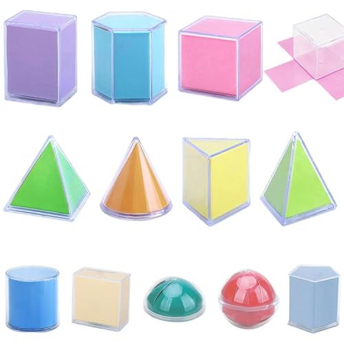 Csafyrt 12pcs/Set 3D -Formen für den Unterricht, abnehmbare plastische geometrische Formen, mehrfarbige Bildungsmusterblöcke für Kinder von Csafyrt