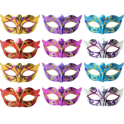 Csafyrt 12pcs Maskerade -Maske für Frauen elegante halbe Gesichts plastische elektroplierte lackierte Schmetterlingsmaskenmaske für Karnevals -Cosplay -Party Csafyrt 12pcs Maskerade -Maske für Frauen elegante halbe Gesichts plastische elektroplierte lackierte Schmetterlingsmaskenmaske für Karnevals -Cosplay -Party von Csafyrt