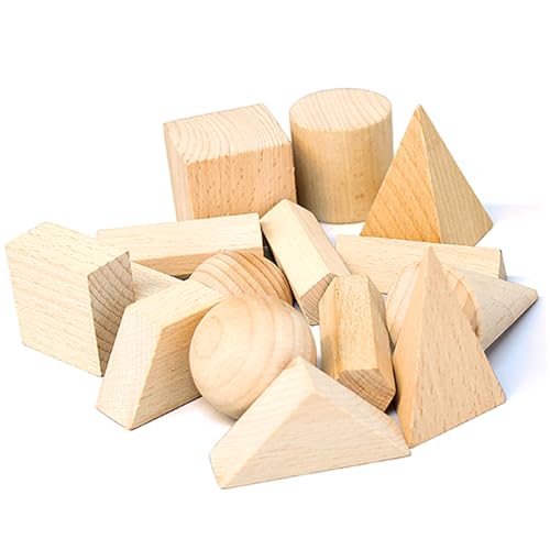 Csafyrt 15pcs 3D Formen Holzgeometrische Formen Geometrischer Block für das Unterrichten von Holzprozessäge von Csafyrt