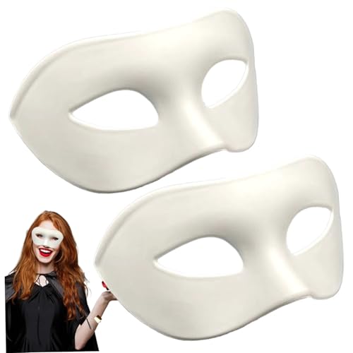 Csafyrt 2 PCs Maskerade -Maske Halbgesicht DIY leere Maske mit Bändern für Männer, Frauen Leichtes bequemes Halloween für Ball Proms Cosplay (weiß) von Csafyrt