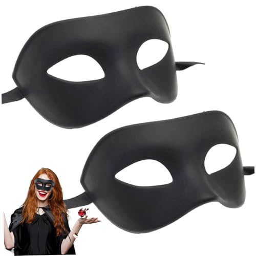 Csafyrt 2 PCs Maskerade -Maske Halbgesicht DIY leere Maske mit Bändern für Männer, Frauen Leichtes komfortables Halloween für Ball Proms Cosplay (schwarz) von Csafyrt