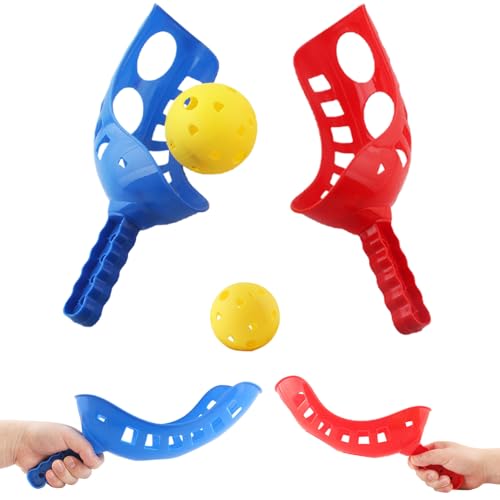 2 Set Scoop Ball Yard Parent-Kind-Schaufel-Ballspiel umfasst 4 Scoops und 2 Bälle im Freien im Outdoor-Impress-resistenten Strandpicknick-Familienspiele für Kinder, Erwachsene von Csafyrt