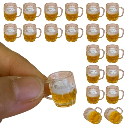 20pcs Mini Bier Bier Fahnefischbrille Realistische niedliche Harzpuppenhaus Mini Bier Tassen Breakresistant Decorative Fake Alkohol Tasse von Csafyrt
