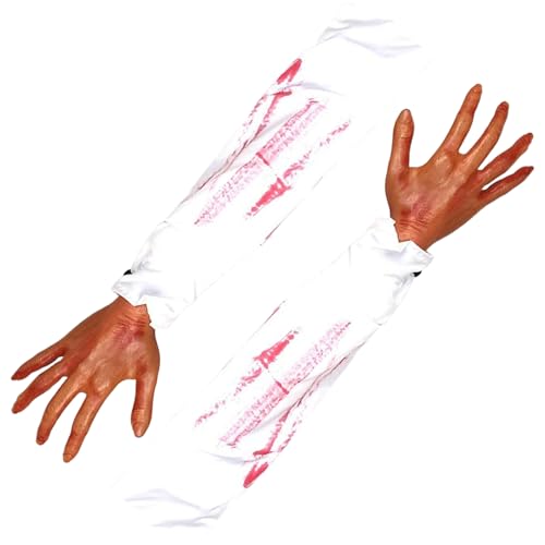 Csafyrt 2pcs Halloween -Hände, 21 Zoll abgetrennten falschen Arm mit weißer Stoffhülle, weiche realistische Halloween -Körperteile, beängstigende Requisiten für Spukhaus, Kostümparty -Dekor, Stil 1 Csafyrt 2pcs Halloween -Hände, 21 Zoll abgetrennten falschen Arm mit weißer Stoffhülle, weiche realistische Halloween -Körperteile, beängstigende Requisiten für Spukhaus, Kostümparty -Dekor, Stil 1 von Csafyrt
