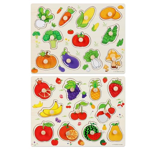 Csafyrt 2pcs hölzerne Peg-Rätsel, farbenfrohe Frucht- und Gemüsestile Peg-Rätsel, Montessori-inspirierte pädagogische Holzspielspiel für das Alter 3-7 Jahre altes Kind Csafyrt 2pcs hölzerne Peg-Rätsel, farbenfrohe Frucht- und Gemüsestile Peg-Rätsel, Montessori-inspirierte pädagogische Holzspielspiel für das Alter 3-7 Jahre altes Kind von Csafyrt