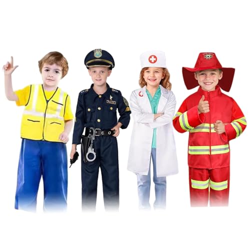 Csafyrt 4 Sets Halloween -Kostüme für Kinder lustige Kinder Kostüme Bauarbeiter Polizei Feuerwehrmann Arzt Csafyrt 4 Sets Halloween -Kostüme für Kinder lustige Kinder Kostüme Bauarbeiter Polizei Feuerwehrmann Arzt von Csafyrt