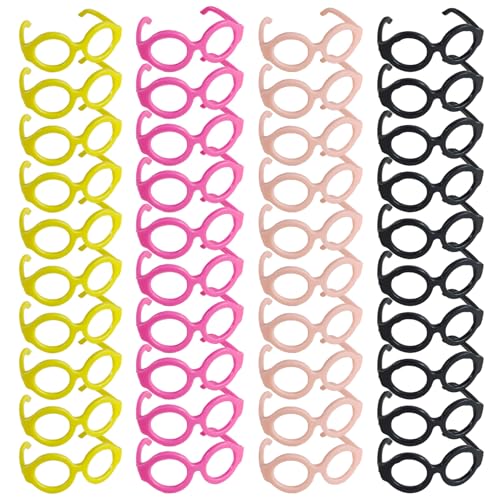 Csafyrt 40 Paar Puppenbrillen 4 Farben Klassische stilvolle Plastikharz DIY Dekorative Mini -Brillen für Puppenhandwerk Cosplay Foto Requisiten von Csafyrt