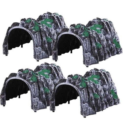 Csafyrt 4PCS Railway Train Tunnel, 7 realistische Modell Zuglandschaft Tunnel, Simulation Railway Cave Car, Plastic Mountain Model Accessoires, Geschenke Spielen von Csafyrt
