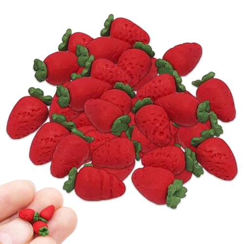 Csafyrt 50pcs gefälschte Erdbeeren süßes realistisches Harz Miniatur Red Fake Erdbeerdekor für 1 12 -Skala -Puppenhauszubehör von Csafyrt