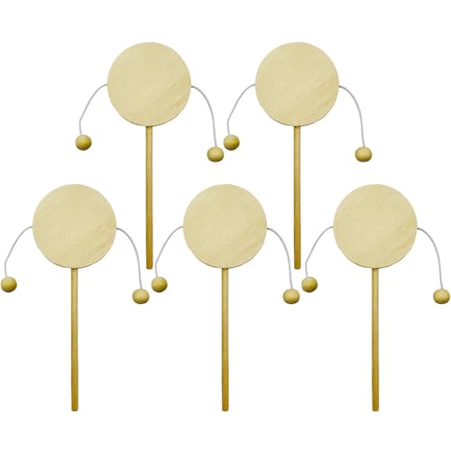 Csafyrt 5pcs Holzbaby Rassel unbemalte hölzerne Babyspielzeug runde Ecke Leer von Csafyrt