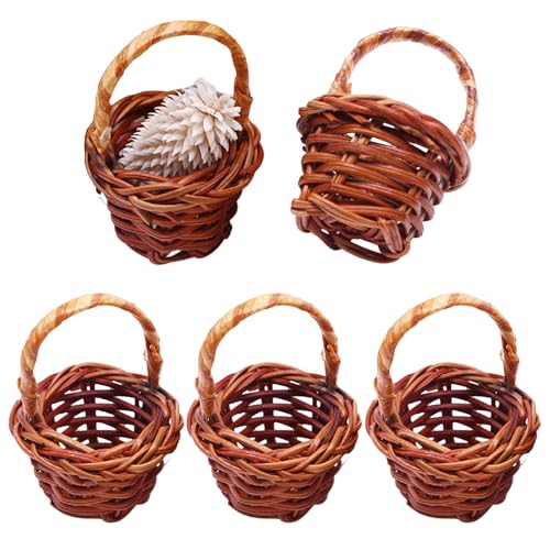 Csafyrt 5pcs Mini -Korb mit Griff DIY Rattan Simulation Dollhouse Miniaturkorb Dekorative Mini Körbe für Picknick Candy Ostern Ei Dollhouse Accessoires von Csafyrt