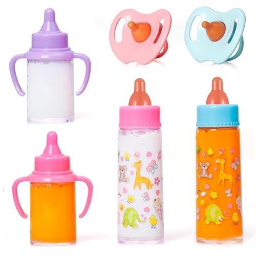 6pcs/Set Babypuppenflaschen Set mit Schnuller lustiger Magics Babypuppenflaschen mit verschwundenem Milch- oder Saft -Simulations -Puppenzubehör von Csafyrt