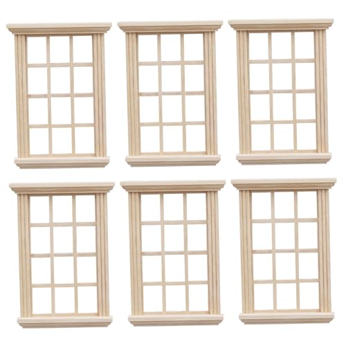 Csafyrt 6pcs 1 12 Skala Dollhouse Möbel 3,2 x 0,6 x 4,5 Zoll DIY Dollhouse Windows Holz Kunstwerk Miniaturmöbel Leicht für Schlafzimmerzubehör von Csafyrt