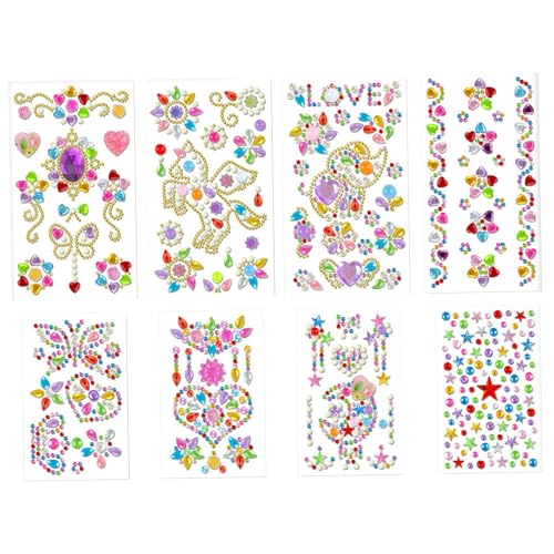 Csafyrt 8 Blechaufkleber für Mädchen glänzender Selbstklebender Acryl -Strass -Sticker Aufkleber Perfekt für DIY -Handwerks von Csafyrt