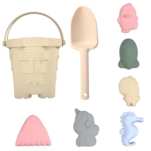 Csafyrt 8pcs/Set Silicon Beach Toys Tragbares Sandspielzeug für Kids Beach Set enthält Flexible Sandeimerschaufel 6 Spielzeugformen Kleinkind für Sommerplayset Beige Csafyrt 8pcs/Set Silicon Beach Toys Tragbares Sandspielzeug für Kids Beach Set enthält Flexible Sandeimerschaufel 6 Spielzeugformen Kleinkind für Sommerplayset Beige von Csafyrt