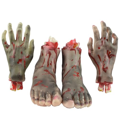 Csafyrt Abgetrennte Körperteile 4pcs/Set Bloody gehackt von gefälschten Körperteilen enthält 2 Hände und 2 Fuß realistisch beängstigend Halloween Csafyrt Abgetrennte Körperteile 4pcs/Set Bloody gehackt von gefälschten Körperteilen enthält 2 Hände und 2 Fuß realistisch beängstigend Halloween von Csafyrt