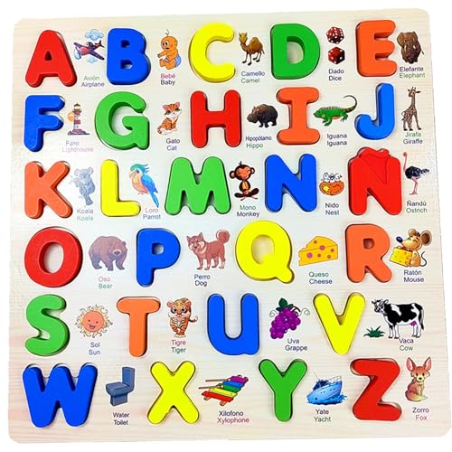Csafyrt Alphabet -Puzzle -Set, 11.81x11.81inch Spanische Alphabet -Kleinkind -Rätsel Set, Holzname -Puzzle -Boards mit Bildern, Bildungs -ABC -Erkennungsblöcke für Jungen & Mädchen Csafyrt Alphabet -Puzzle -Set, 11.81x11.81inch Spanische Alphabet -Kleinkind -Rätsel Set, Holzname -Puzzle -Boards mit Bildern, Bildungs -ABC -Erkennungsblöcke für Jungen & Mädchen von Csafyrt