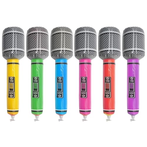 Csafyrt Aufblasbares Mikrofon 6pcs 13 Zoll PVC Blow Microfon aufblasbare Requisiten für Partyversorgungen für Musikkonzert von Csafyrt